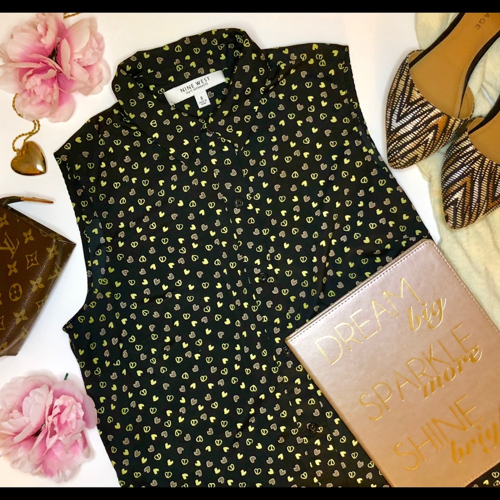 NWOT Nine West Heart Sleeveless Blouse sz 8